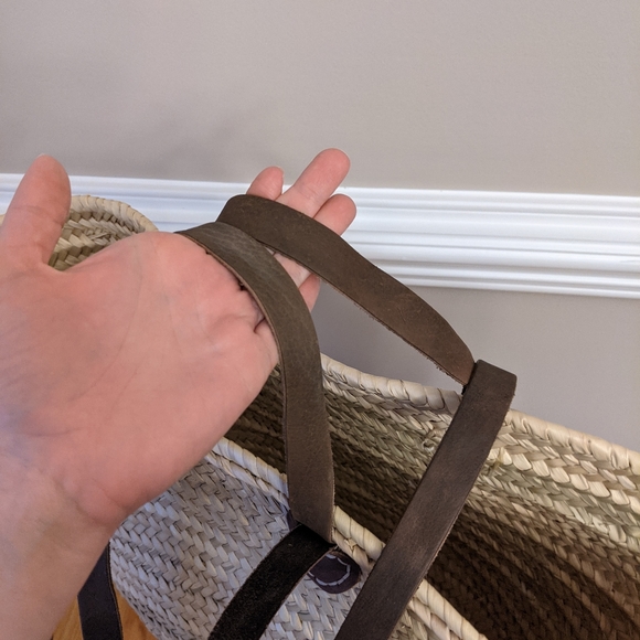 Straw Bag French Market Style Basket Beach Tote - Picture 3 of 5